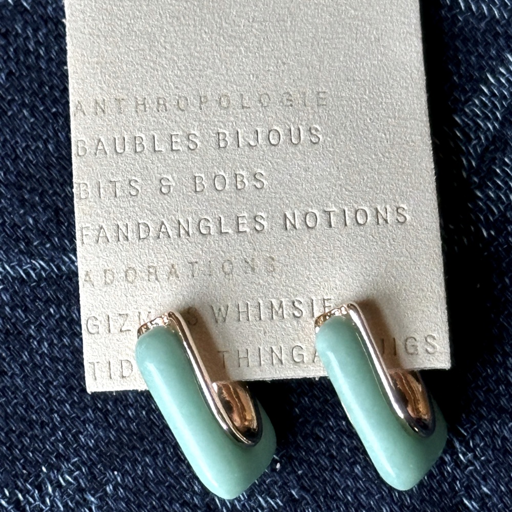 Anthropologie Mint Hoops with Ball Post Closure